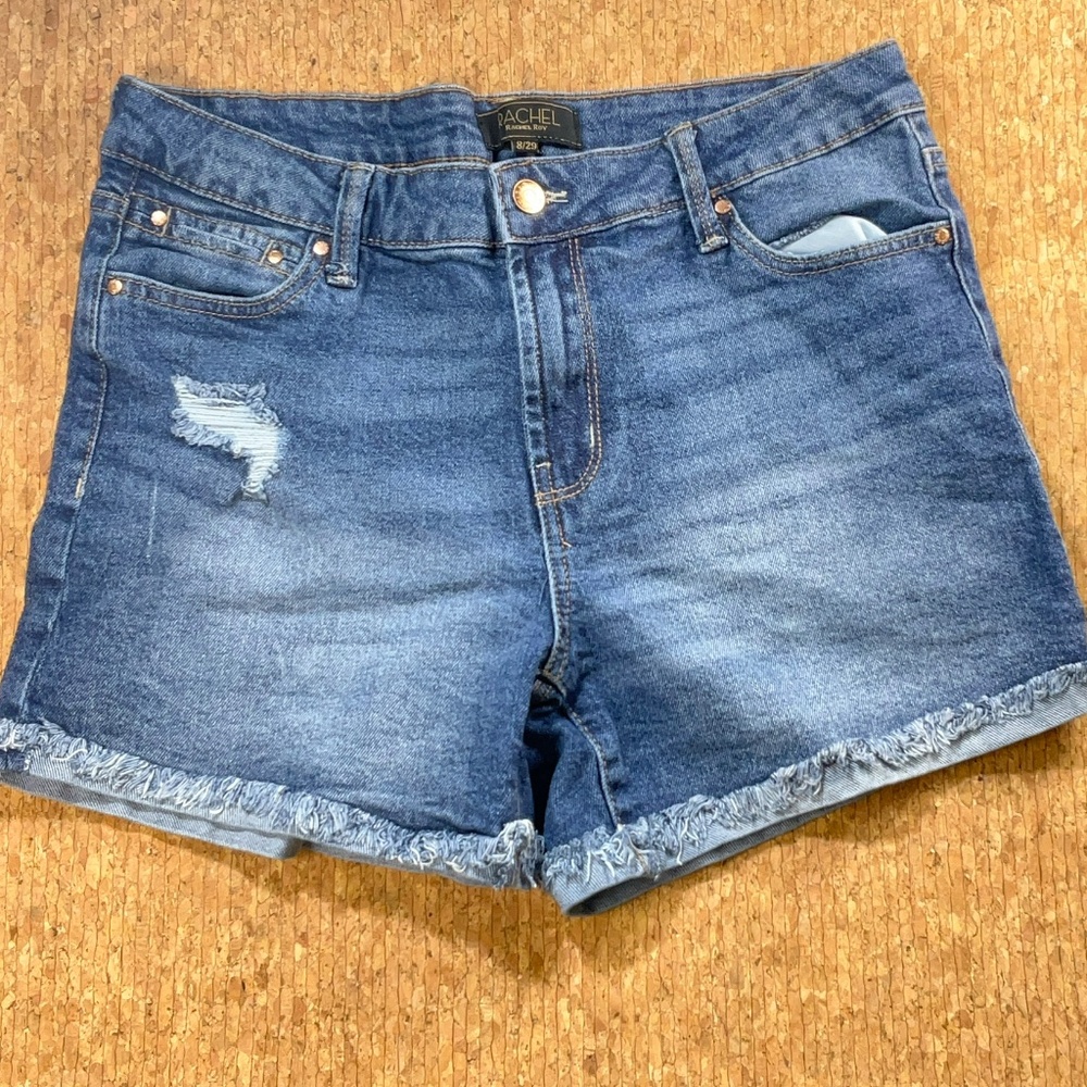 Rachel Roy Distressed Frayed Hem Denim Festival Casual Chic Shorts Size 8/29